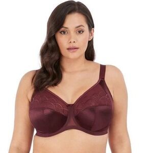 Elomi Cate Underwire Bra Size 46G Raisin Burgandy Lace Unlined Adjustable NWT